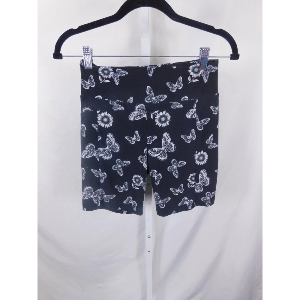No Boundaries Small Biker Shorts Black White Butterfly Daisy Pockets Cottagecore